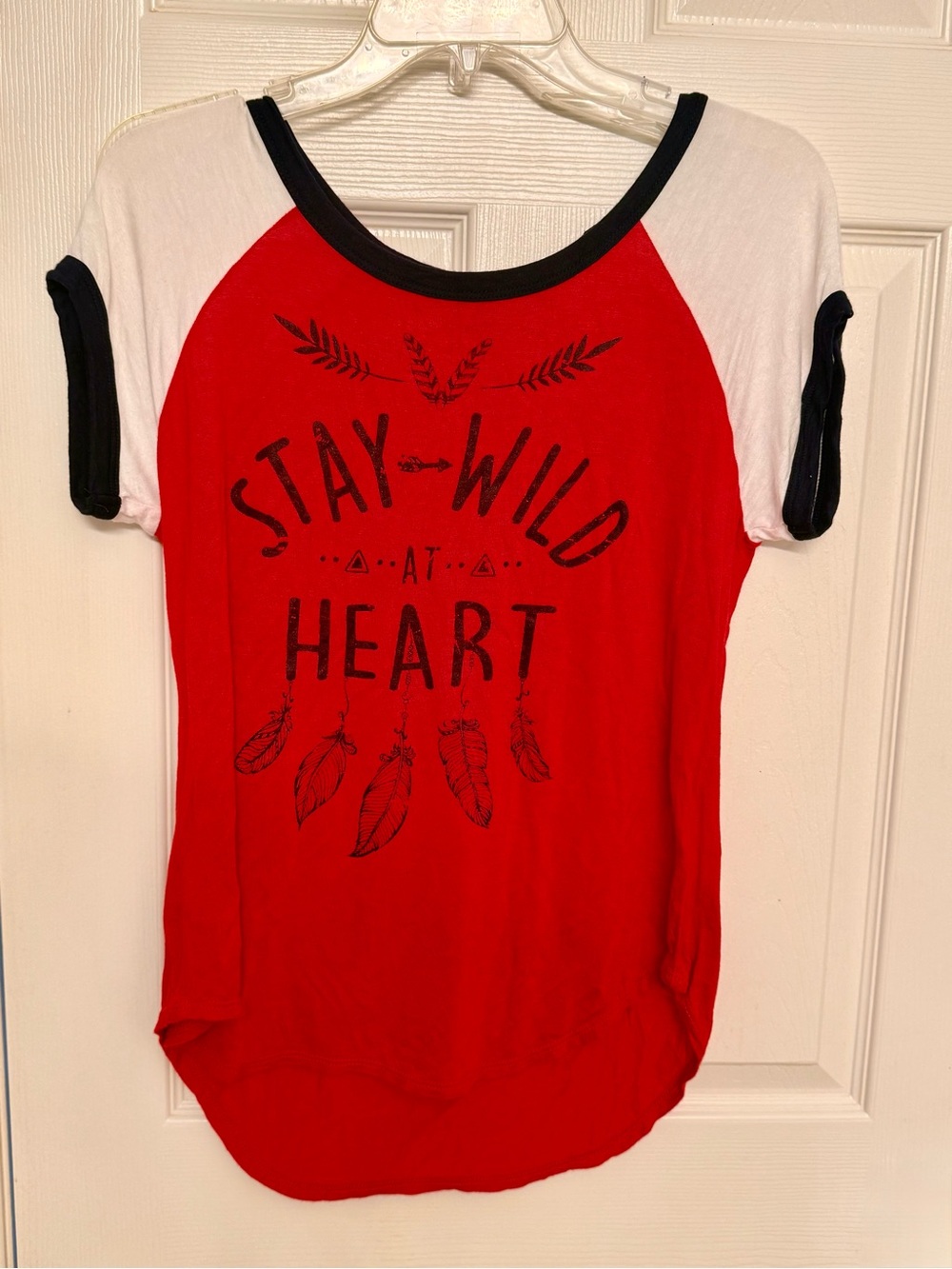 Stay Wild at Heart Red Tee with Black Trim